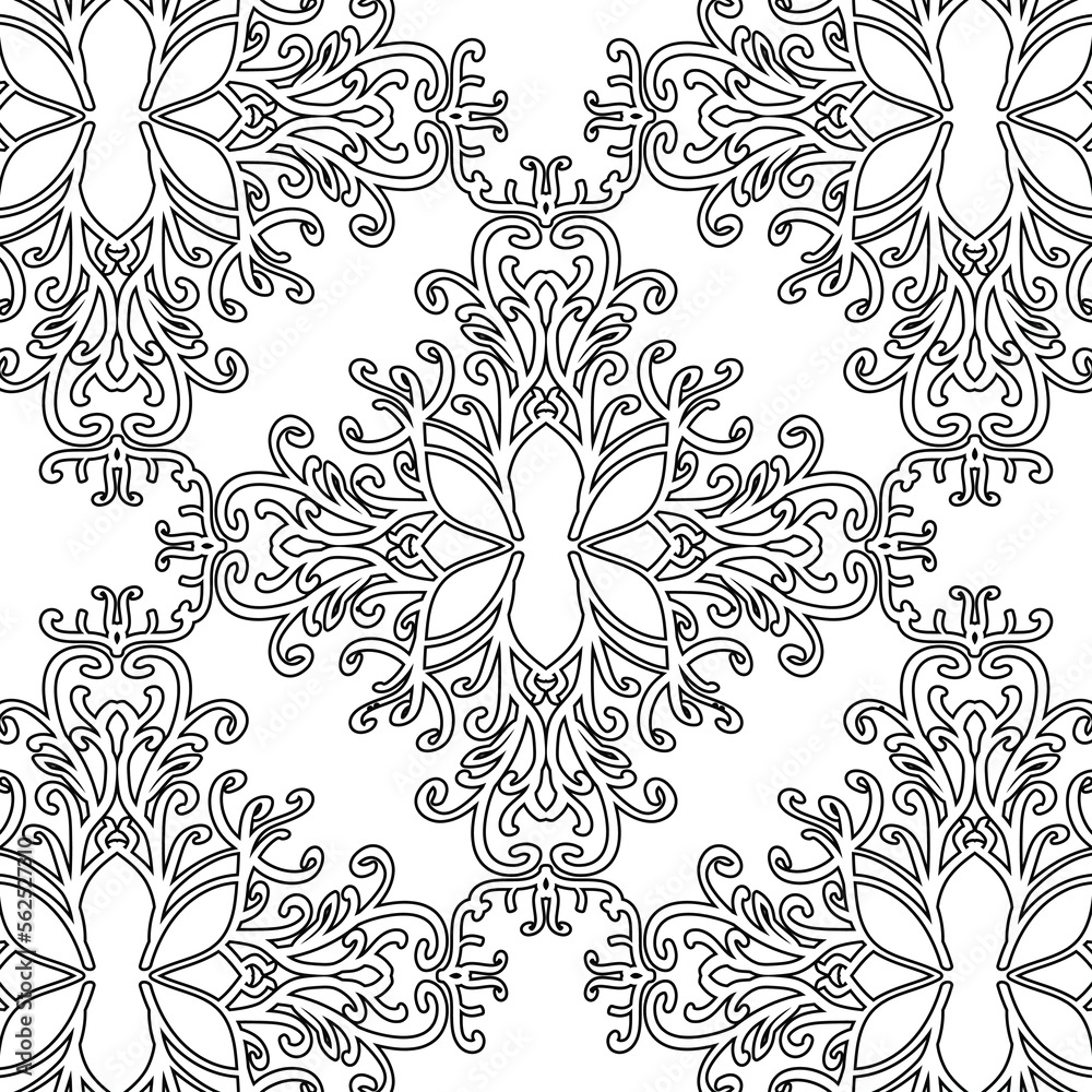 Elegant Full Tile Mosaic swirls Lineart Illustration Elegant Full Tile Mosaic swirls Lineart Illustration