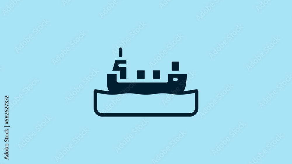 Blue Oil tanker ship icon isolated on blue background. 4K Video motion graphic animation Blue Oil tanker ship icon isolated on blue background. 4K Video motion graphic animation