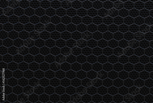 Textured background of metal grids with circular patterns. Abstract background and textures. 3d render.