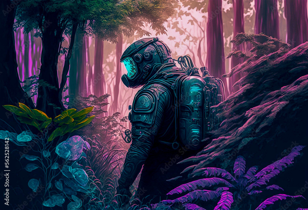 astronaut on forest AI