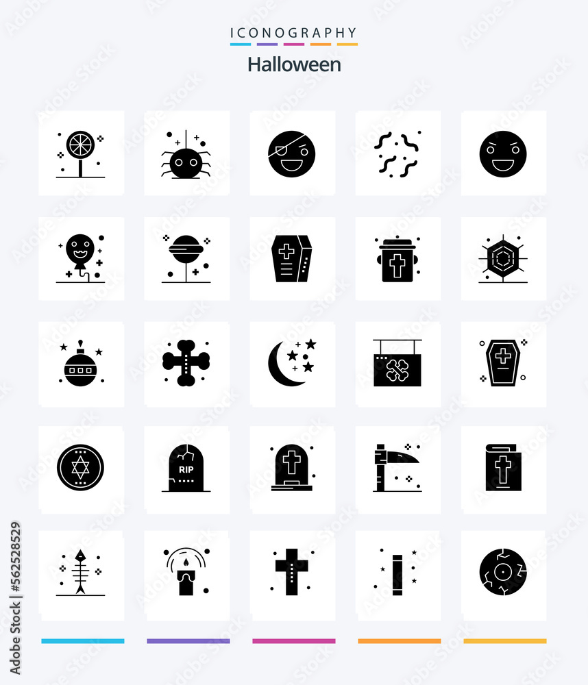 Creative Halloween 25 Glyph Solid Black icon pack  Such As halloween. worm. horror. spooky. halloween