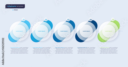 Vector minimalistic infographic template composed of 5 circles