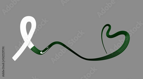 Billede på lærred Pakistani flag heart shaped wavy ribbon. 3d illustration.