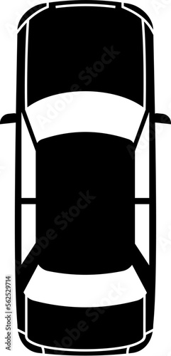 Black sedan icon. Car top view. Urban auto