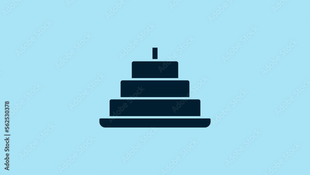 Blue Cake with burning candles icon isolated on blue background. Happy Birthday. 4K Video motion graphic animation Blue Cake with burning candles icon isolated on blue background. Happy Birthday. 4K Video motion graphic animation