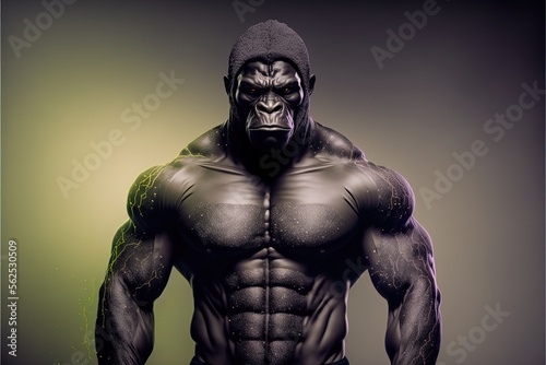 Portrait of a gorilla fitness athlete. AI