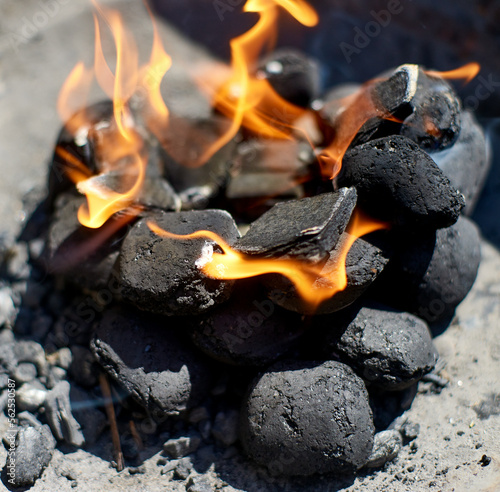 Fire in charcoal grill
