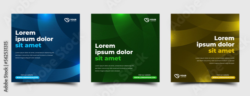 Set of Quote social media post template banner design. Modern banner with abstract colorful line. Usable for social media post, and web