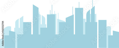 Cityscape silhouette. Blue high buildings. Urban background
