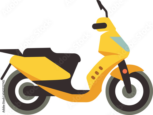 Yellow scooter side view. Cartoon motorbike icon