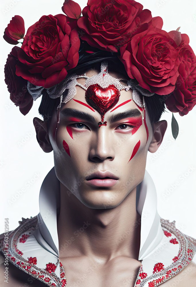 Valentines Asian Man, Generative AI