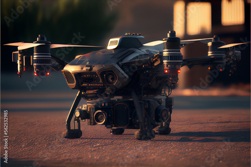 Fotografia Police drone created with Generative Ai