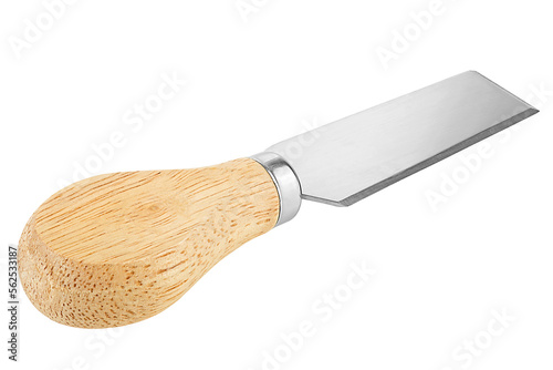 New cheese plane knife with wooden handle isolated on a white background