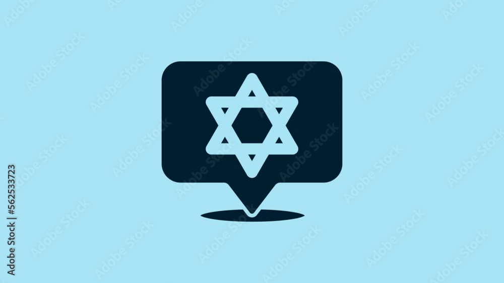 Blue Star of David icon isolated on blue background. Jewish religion symbol. Symbol of Israel. 4K Video motion graphic animation Blue Star of David icon isolated on blue background. Jewish religion symbol. Symbol of Israel. 4K Video motion graphic animation