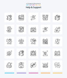 Creative Help And Support 25 OutLine icon pack  Such As service. help. information. center. support