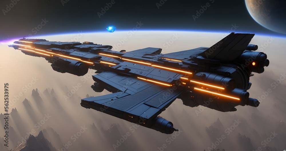 Obraz premium Open space starships illustrations in 4K. High quality 
