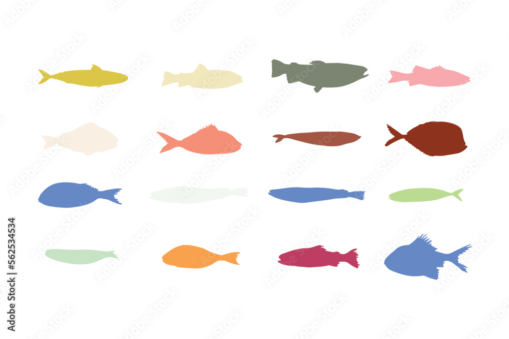 Cute silhouette fish vector illustration icon. Tropical fish, sea fish, aquarium fish
