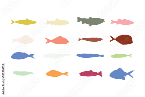Cute silhouette fish vector illustration icon. Tropical fish, sea fish, aquarium fish