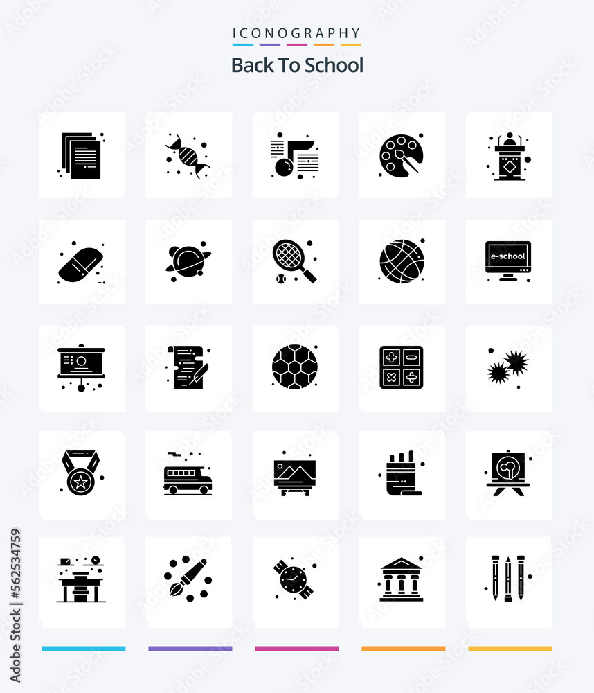 Creative Back To School 25 Glyph Solid Black icon pack  Such As classroom. drawing. genetic. color. school