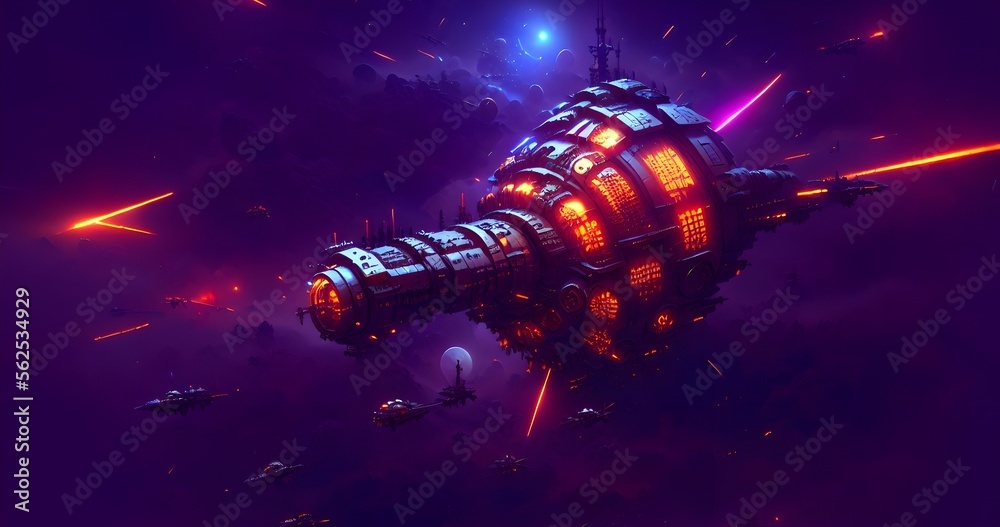 Open space starships illustrations in 4K. High quality Open space starships illustrations in 4K. High quality