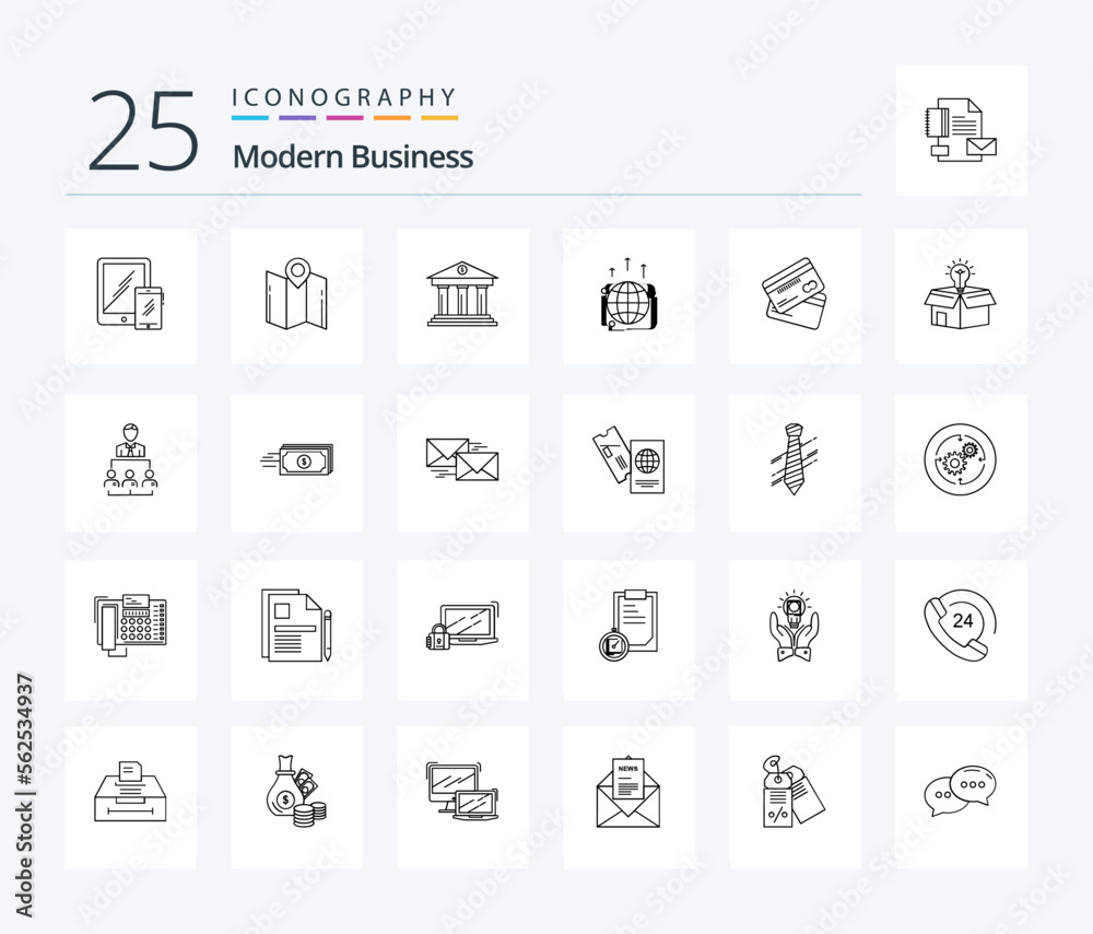Modern Business 25 Line icon pack including business. navigation. money. finance