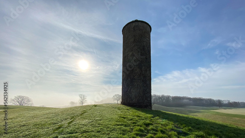 golf course with silo by green