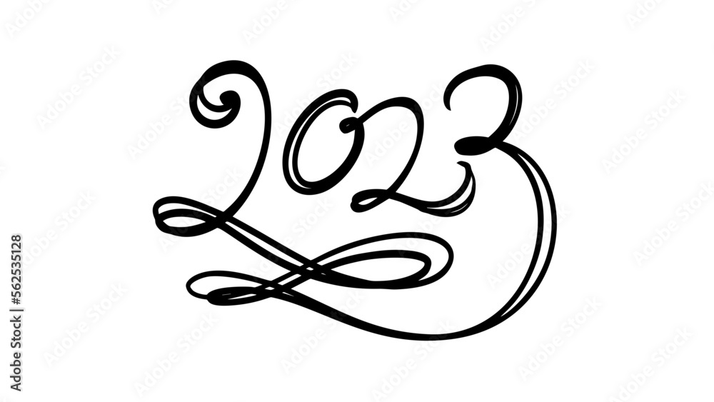 2023 number on white background. 2023 logo text design. Design template Celebration typography poster, banner or greeting card for Happy new year
