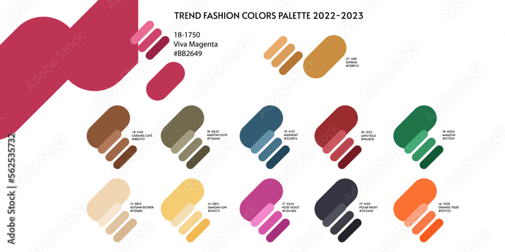 New fashion color trend winter 2023 2024. Color palette forecast of the