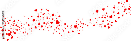 Photographie Love valentine background with red petals of hearts on transparent background