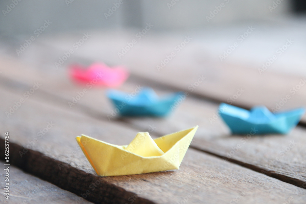 leadership idea. One leader ship leads others. leadership idea. One leader ship leads others.
