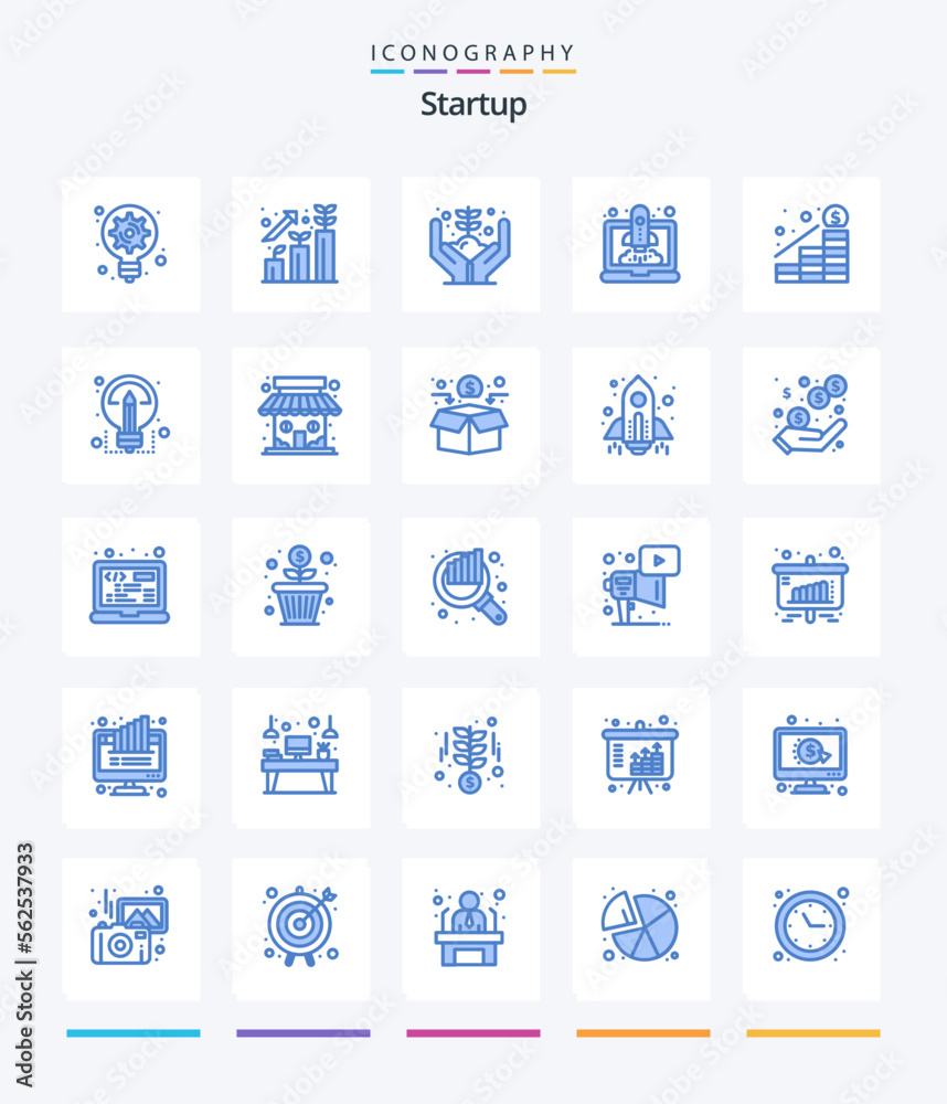 Creative Startup 25 Blue icon pack  Such As increase. startup. growth. speedup. boost