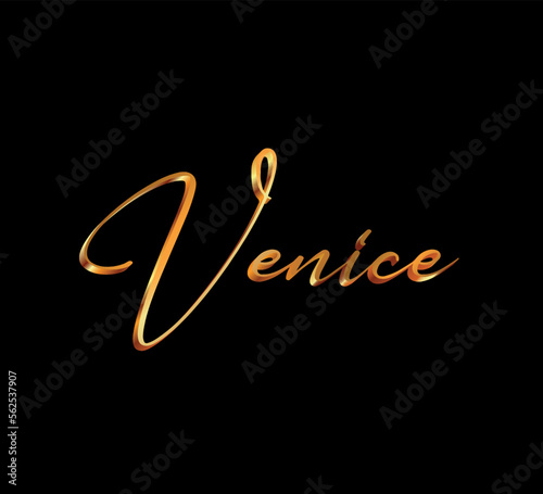 decorative 3d gold venice text on black background
