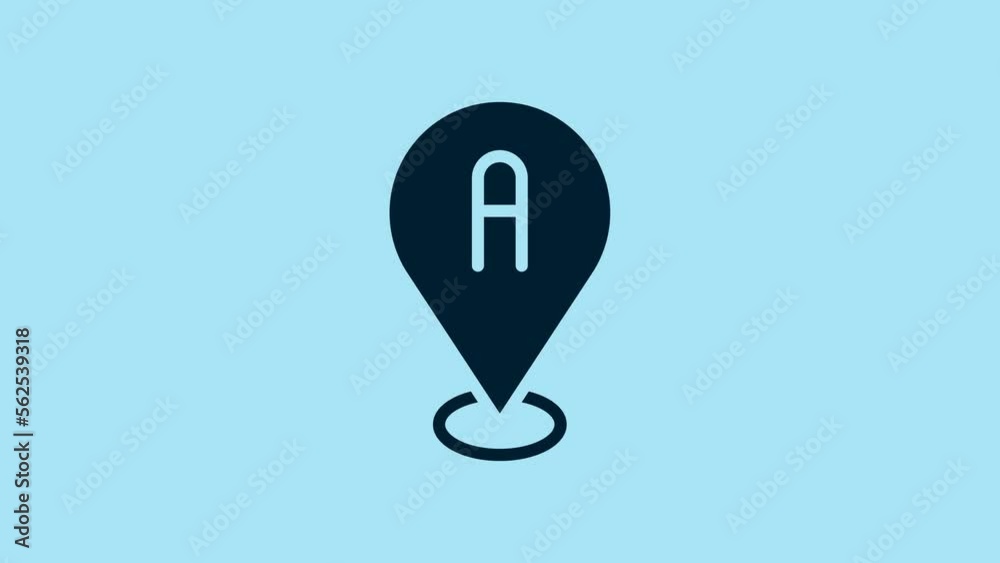 Blue Map pin icon isolated on blue background. Navigation, pointer, location, map, gps, direction, place, compass, search concept. 4K Video motion graphic animation Blue Map pin icon isolated on blue background. Navigation, pointer, location, map, gps, direction, place, compass, search concept. 4K Video motion graphic animation