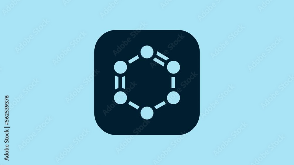 Blue Chemical formula consisting of benzene rings icon isolated on blue background. 4K Video motion graphic animation Blue Chemical formula consisting of benzene rings icon isolated on blue background. 4K Video motion graphic animation