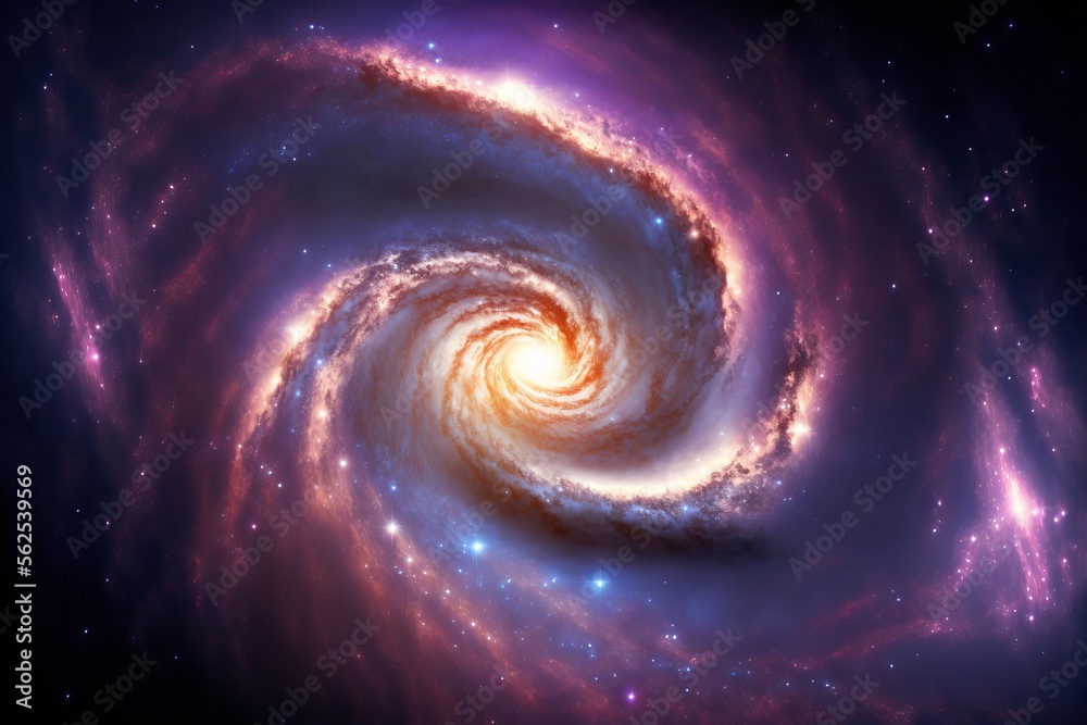 Space background with spiral galaxy and stars. Generative AI