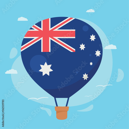 australian flag in balloon air hot