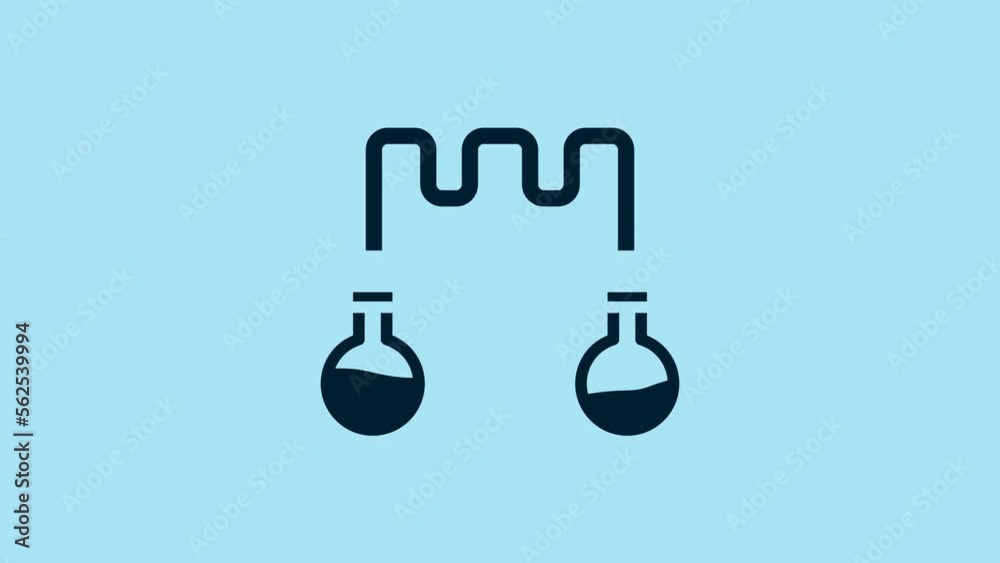 Blue Test tube and flask - chemical laboratory test icon isolated on blue background. Fluid transfer system. Laboratory glassware sign. 4K Video motion graphic animation Blue Test tube and flask - chemical laboratory test icon isolated on blue background. Fluid transfer system. Laboratory glassware sign. 4K Video motion graphic animation