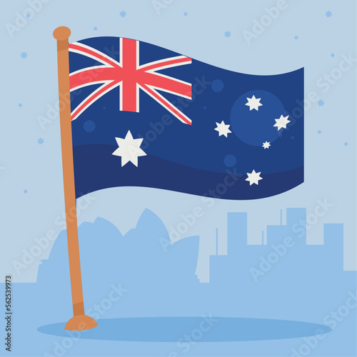australian flag in pole