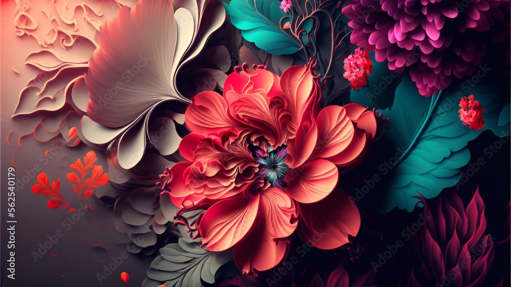 Abstract Background With Flowers - Floral 8K Desktop Wallpaper 