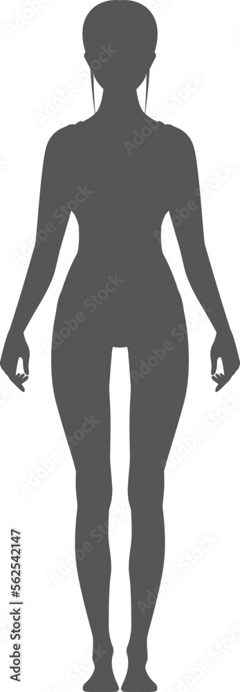 Woman body black silhouette. Female figure template