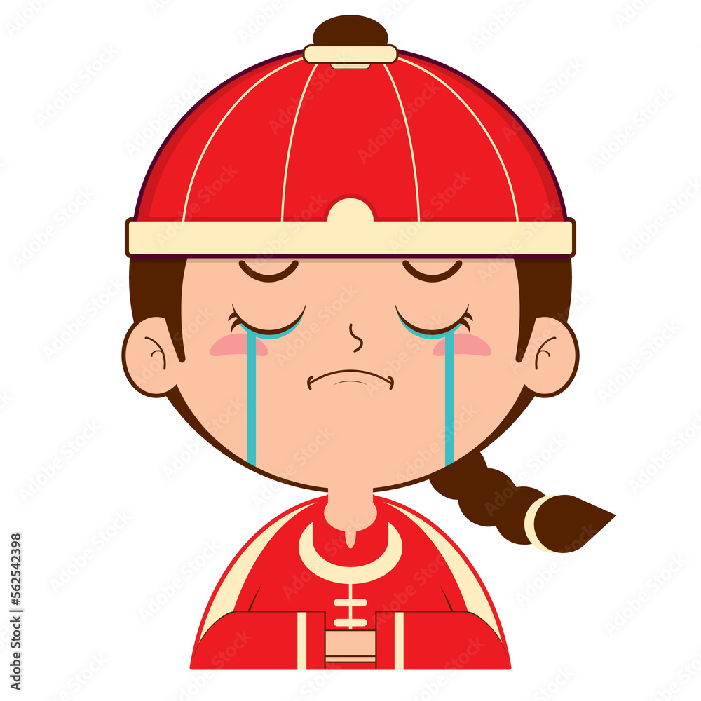 chinese girl crying face cartoon cute	
