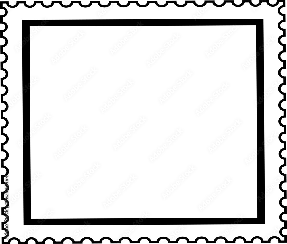 Postmark template. Black line frame. Mail label Postmark template. Black line frame. Mail label