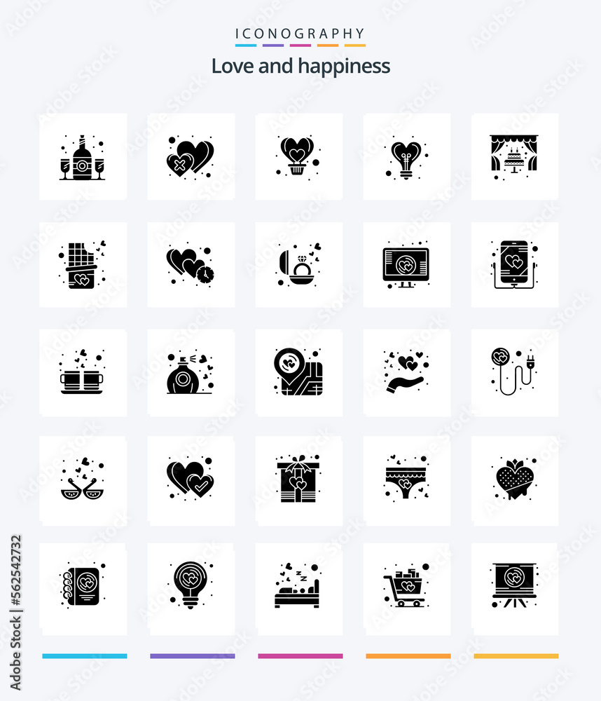 Creative Love 25 Glyph Solid Black icon pack  Such As cake. light. air. idea. flight