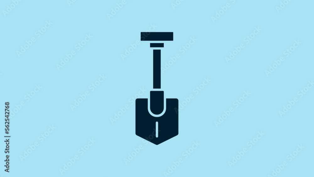 Blue Shovel icon isolated on blue background. Gardening tool. Tool for horticulture, agriculture, farming. 4K Video motion graphic animation Blue Shovel icon isolated on blue background. Gardening tool. Tool for horticulture, agriculture, farming. 4K Video motion graphic animation