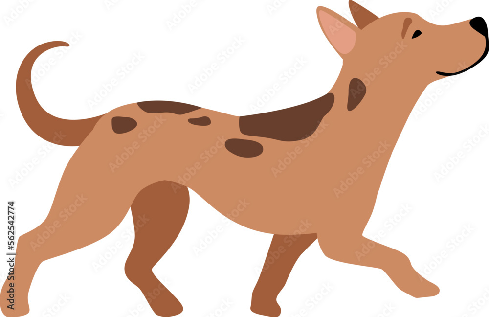 Walking brown dog. Friendly pet. Cartoon animal Walking brown dog. Friendly pet. Cartoon animal