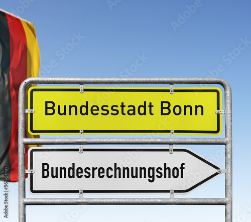 Bundesstadt Bonn, Bundesrechnungshof, Wegweiser, (Symbolbild)