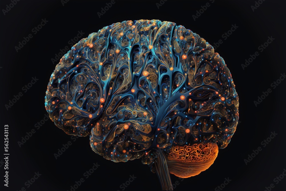 3D medical Brain concept for business and neuroscience approaches created with generative ai technology 3D medical Brain concept for business and neuroscience approaches created with generative ai technology