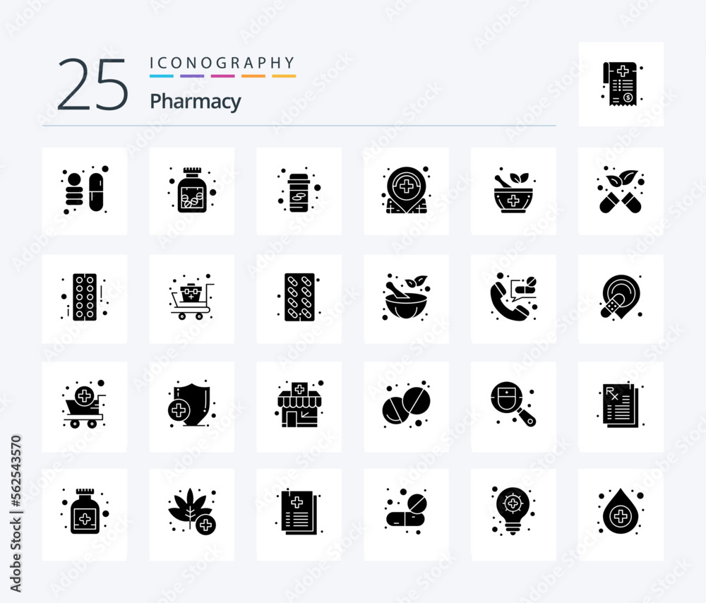 Pharmacy 25 Solid Glyph icon pack including alternative. pharmacy. pharmacy. medicine. location