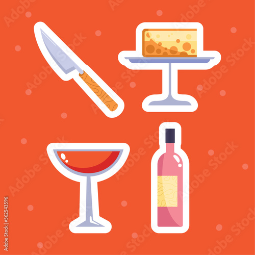 four wine day icons
