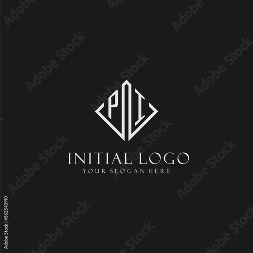 Letter PI logo with rhombus square design style